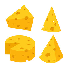 Cheese vector cartoon set isolated on white background.