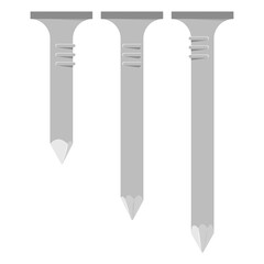 Metal nails vector cartoon set isolated on a white background.