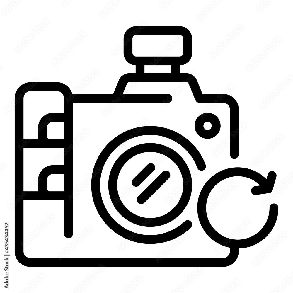 Poster camera update icon. outline camera update vector icon for web design isolated on white background