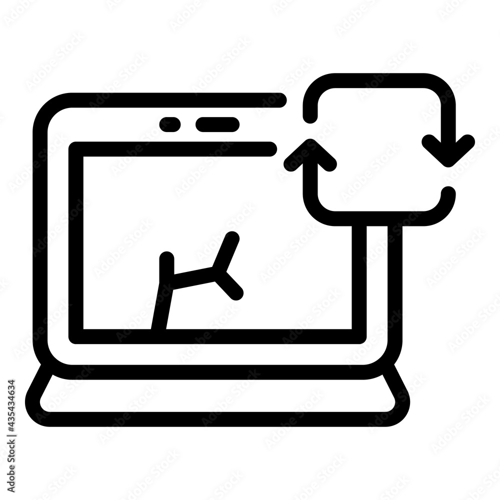 Poster upgrade computer icon. outline upgrade computer vector icon for web design isolated on white backgro