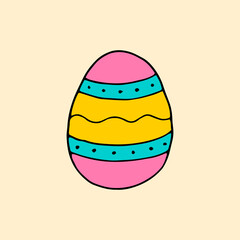 Colorful Easter egg with a pattern. Doodle. Vector. Hand-drawn illustration.