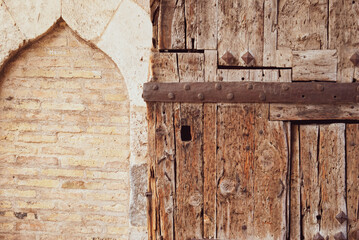Medieval wood door in Valencia, Spain. Torres de Serranos Door.
