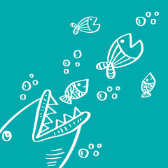 Cartoon shark t-shirt print design.