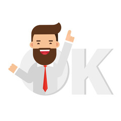 business man ok in suit and tie smiling