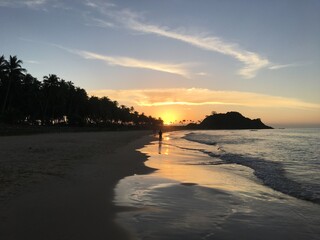 Sunset over a beach on Palawan in the Philippines
