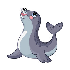 Funny cute happy seal vector isolated illustration