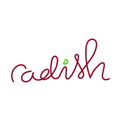 Obraz na płótnie Canvas Radish lettering outline simple minimalistic flat design vector illustration isolated on white background