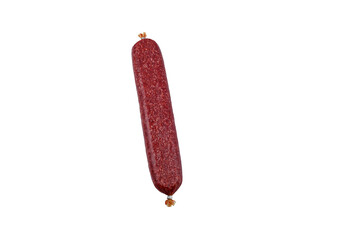 Raw smoked sausage isolated on white background