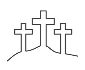 three crosses on the hill, crucifixion of Jesus Christ concept- vector illustration