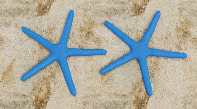 Realistic 3D Render of Blue Starfish