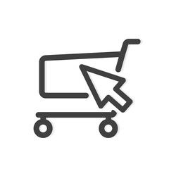 trolley with computer mouse pointer, concept of online shopping, e-commerce - vector illustration