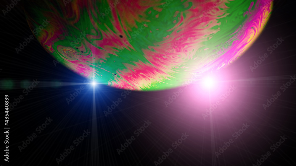 Wall mural globe light. abstract galaxy background with planet earth in universe space with sunlight on dark ba