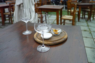 table with aperitif on the portovenere seafront