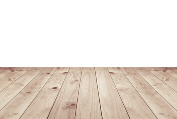Empty top wood table isolated on white background used for display or montage your products