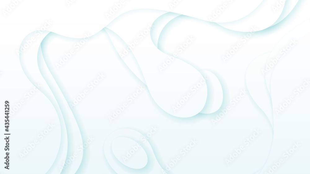 Poster white abstract wavy paper cut background with shadows, vector. modern design objects