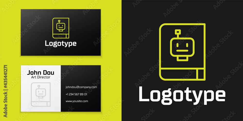 Poster logotype line user manual icon isolated on black background. user guide book. instruction sign. read
