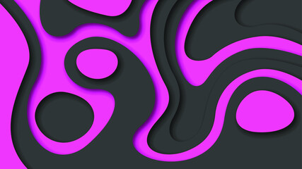 Obraz premium Pink And Black Wavy Abstract Paper Cut Background Vector Shadows 3D Smooth Objects Modern Design