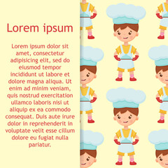 Seamless pattern of chef vector illustration on isolated background. Pattern baker boy. Seamless pattern of cook illustration of a boy on background. 