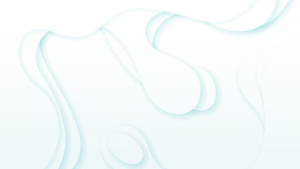 White Abstract Wavy Paper Cut Background with Shadows, Vector. Modern Design Objects