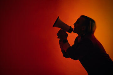 Pretty girl with a megaphone.