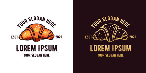 Croissant vector logo template. Baking illustration.
