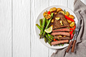 beef steak with veggies on a plate