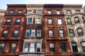 Row of Colorful Old Residential Buildings on the Upper West Side in New York City