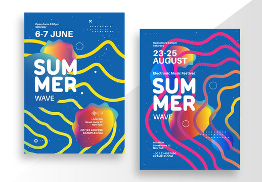 Summer Wave Music Festival Poster Layout