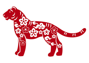 Illustration of tiger oriental symbol of 2022. Happy Chinese New Year lunar calendar animal.