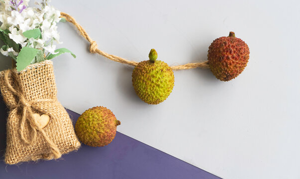 Chinese Lychee  put on background,