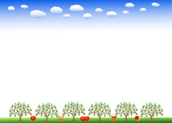 秋のリンゴの果樹園