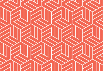 Abstract geometric pattern with stripes, lines. Seamless vector background. White and pink ornament. Simple lattice graphic design