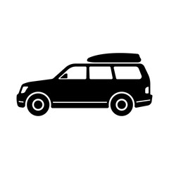 SUV icon. Light passenger off-road universal vehicle. Black silhouette. Side view. Vector simple flat graphic illustration. The isolated object on a white background. Isolate.