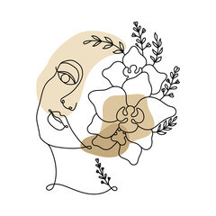 Face Line Art. Face painting. Contemporary portrait. Continuous line drawing faces Abstract face one line drawing.