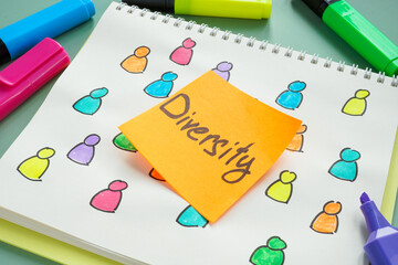 Notepad with color figures and word diversity.
