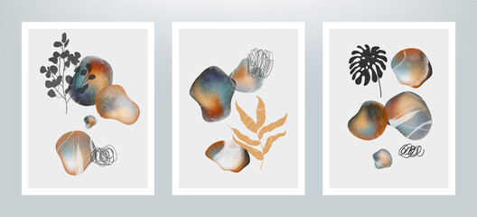 Abstract illustration with pebbles. Stones with different textures.