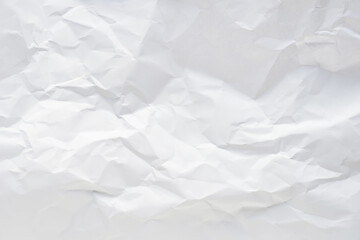 White crumpled paper texture background.