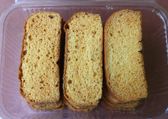 Rusk toasts in plastic box