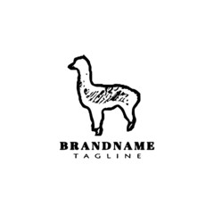 cute alpaca logo template icon vector illustration