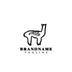 cute alpaca logo template icon vector illustration