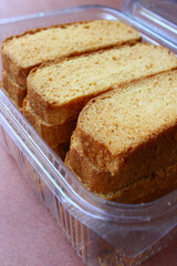 Rusk toasts in plastic box