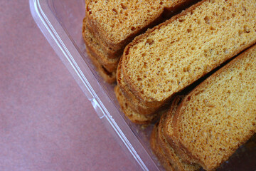 Rusk toasts in plastic box