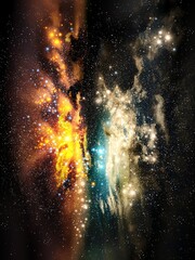 Stardust in space. Stars inside huge clouds of gas. Beautiful galactic nebula.