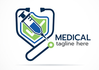 Medical Logo vaccine Design.Syringe Logo