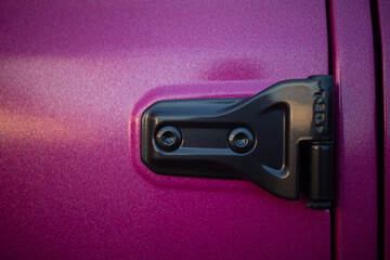 SUV door hinges close up