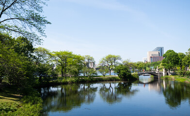 Fototapeta na wymiar Boston Charles River scenic background