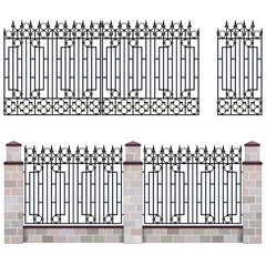 Vector Metal Grill Fence with Gate