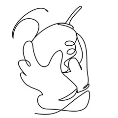 Enema one line on a white background. A means to cleanse the body in the hands of a doctor. Vector illustration about the treatment of constipation and obstruction. 