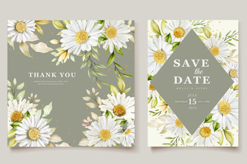 Summer watercolor chrysanthemum flower card set