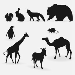 animal silhouettes on a white isolated background